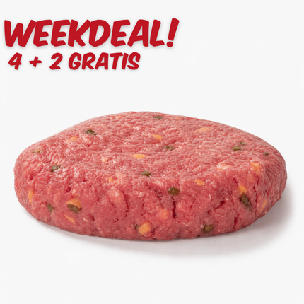 Home Made Weekdeal: Texas Hamburger Cheddar/Groene Jalapeño Grain Fed 4 + 2 GRATIS.